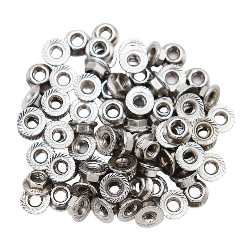 STORMCUBE M5x0.8mm DIN6923 Serrated Flange Nuts 100 Pack 304 Stainless Steel Hex Lock Nuts Full Thread for Industrial Construction Fasteners - Image 4